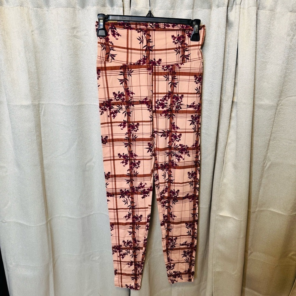 Charlotte Russe Floral Plaid Leggings Med - Picture 2 of 7